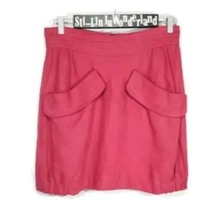 New M MISSONI Linen Ball Skirt Pink Red Sz 10